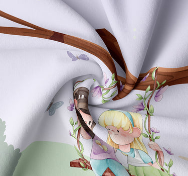 LABHAM Happy Home 200TC Natura Soft Garden Swing Print Lilac Bedsheet Set With 2 Matching Pillow Covers - King Size