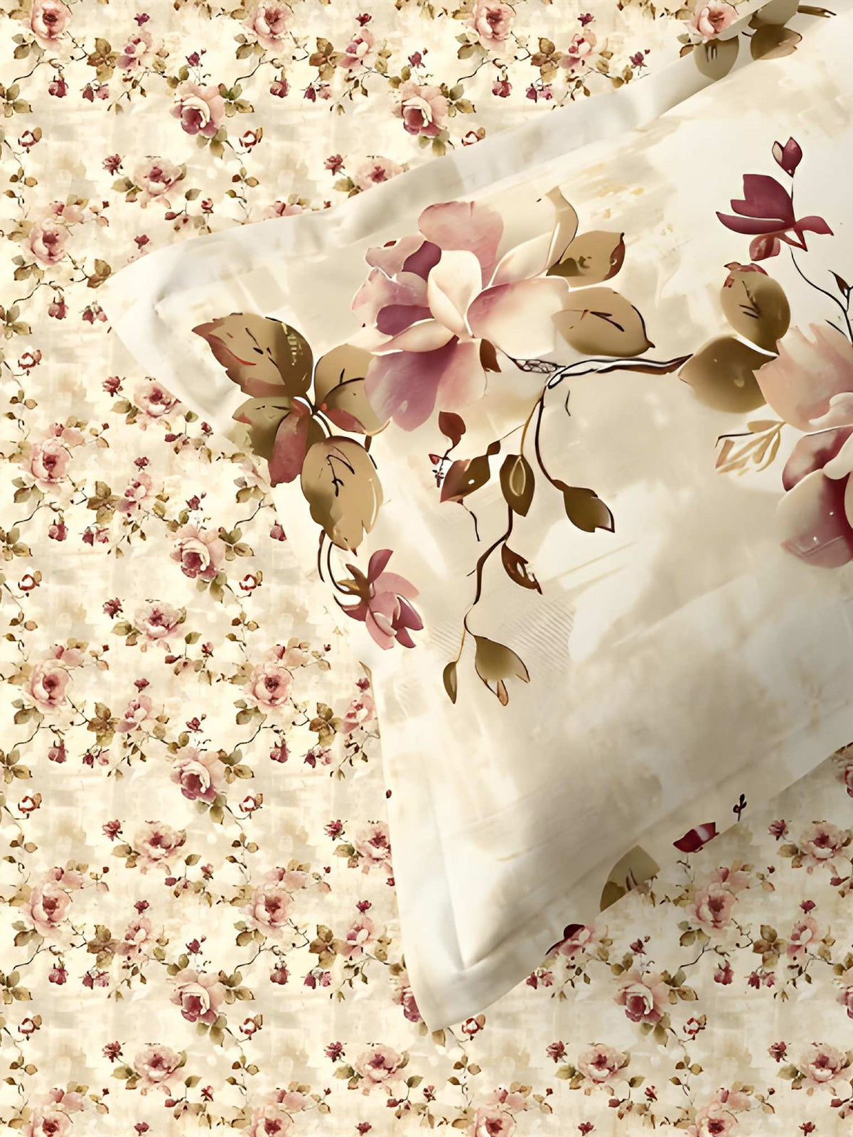 LABHAM Flora Fauna 200TC Natura Soft Bedsheet Set With 2 Matching Pillow Covers - King Size