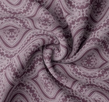 LABHAM Kadambari 300TC cotton king bedsheet in purple — Moroccan ogee damask percale (view 5)
