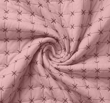 SOLACE 300GSM Cross Stitch Embroidered Quilt Bed Cover Set with 2 Pillow Covers – King Size