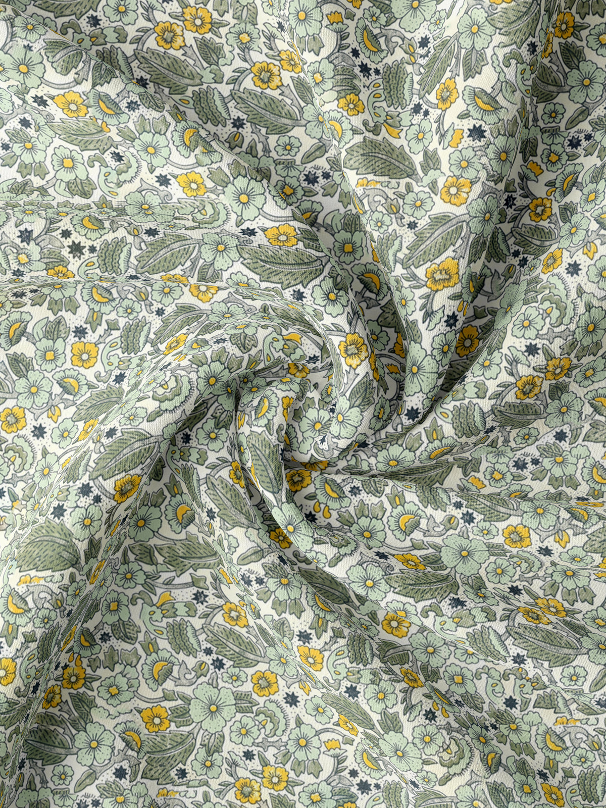 LABHAM Hemline 500TC 100% Cotton Printed King Size Bedsheet Set with 2 Matching Pillow Covers - King Size ( Sage Bloom )