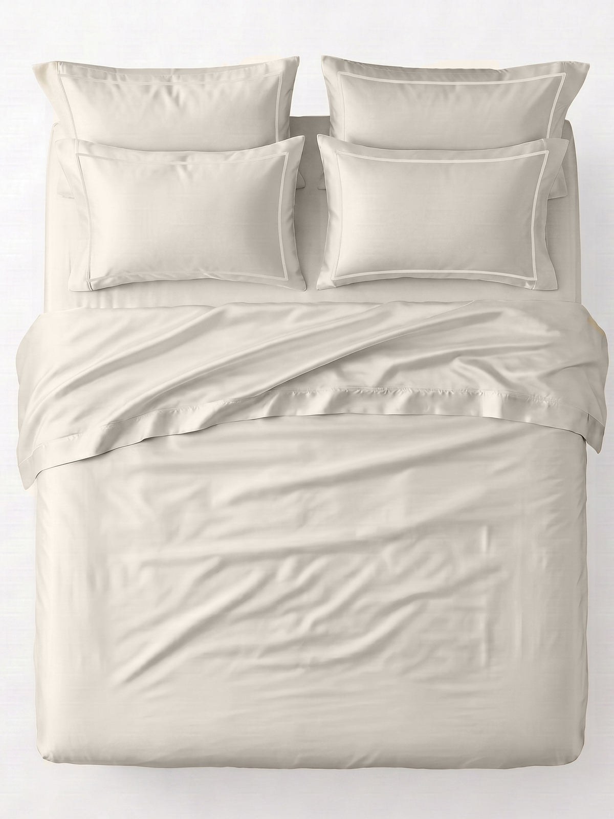 LABHAM 400TC 100% Bamboo King Size Bedsheet Set wit 2 Matching Pillow Covers - Cooling, Ultra Soft & Breathable - Ivory
