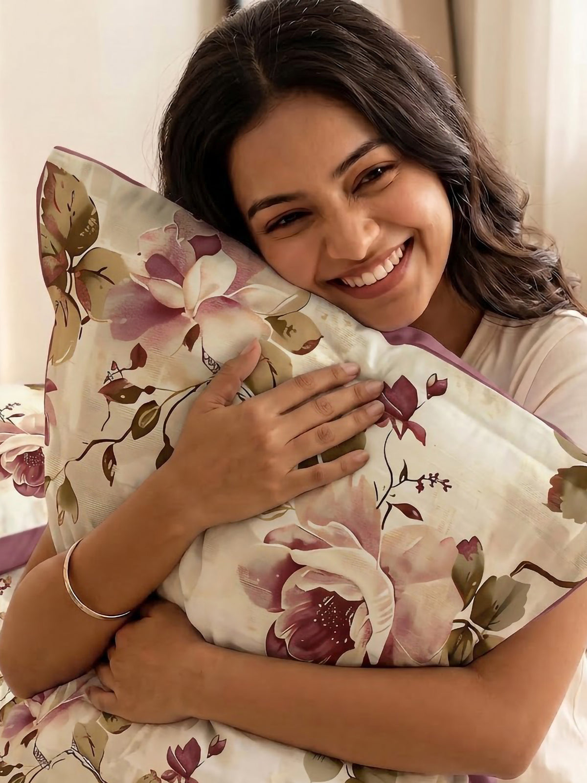 LABHAM Flora Fauna 200TC Natura Soft Bedsheet Set With 2 Matching Pillow Covers - King Size
