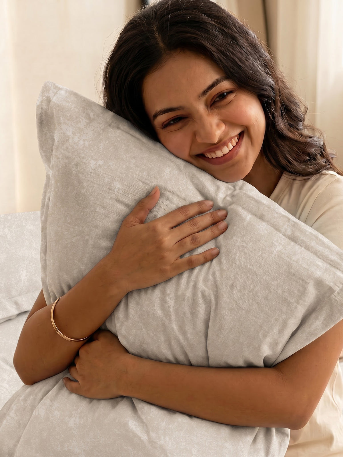 LABHAM Acid Wash 200TC Natura Soft Bedsheet Set With 2 Matching Pillow Covers - King Size