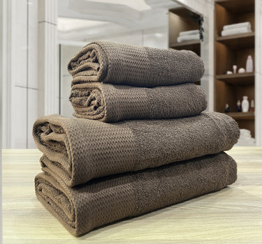 Celebration 4Pc Towel Set - 500GSM 2Pc Bath Towels & 2Pc Hand Towels (Brown)