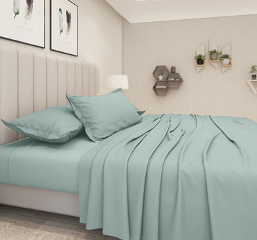 600TC Luxury King Size Pure Cotton Solid Bedsheet Set (Arctic)