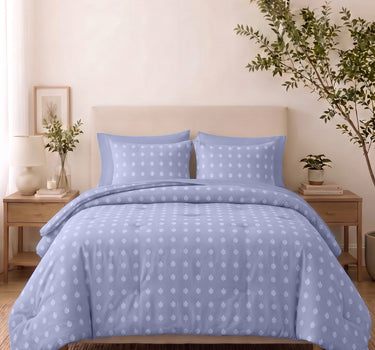 SERENITY 300GSM Multi Needle Motif Embroidered Quilt Bed Cover Set with 2 Pillow Covers – King Size
