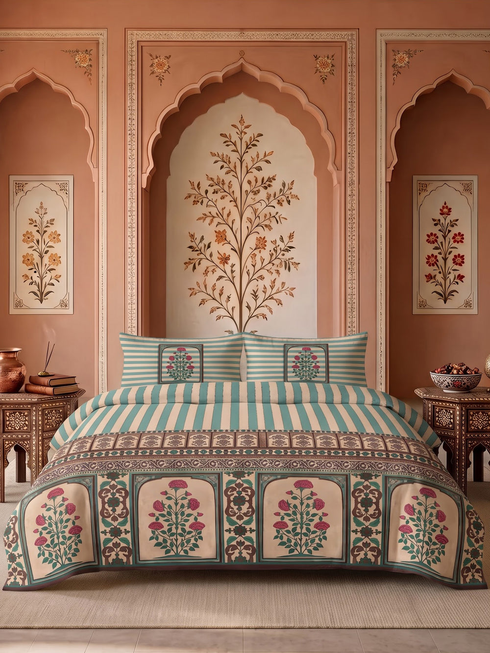 LABHAM Heritage 200TC NaturaSoft bedsheet in Bedsheet Set With 2 Matching Pillow Covers - King Size, styled on a king bed