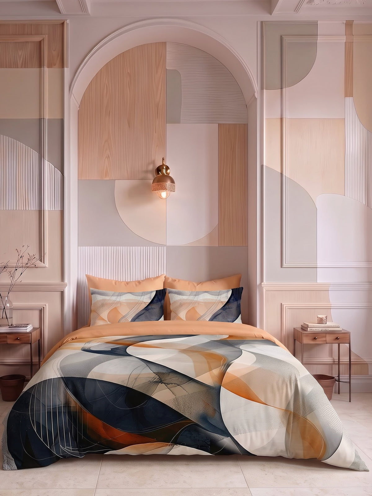 LABHAM Abstract 200TC Natura Soft Bedsheet Set With 2 Matching Pillow Covers - King Size
