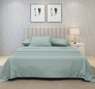 600TC Luxury King Size Pure Cotton Solid Bedsheet Set (Arctic)