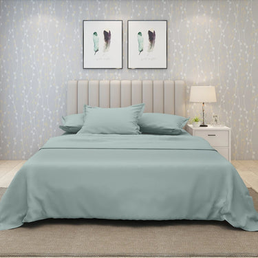 600TC Luxury King Size Pure Cotton Solid Bedsheet Set (Arctic)
