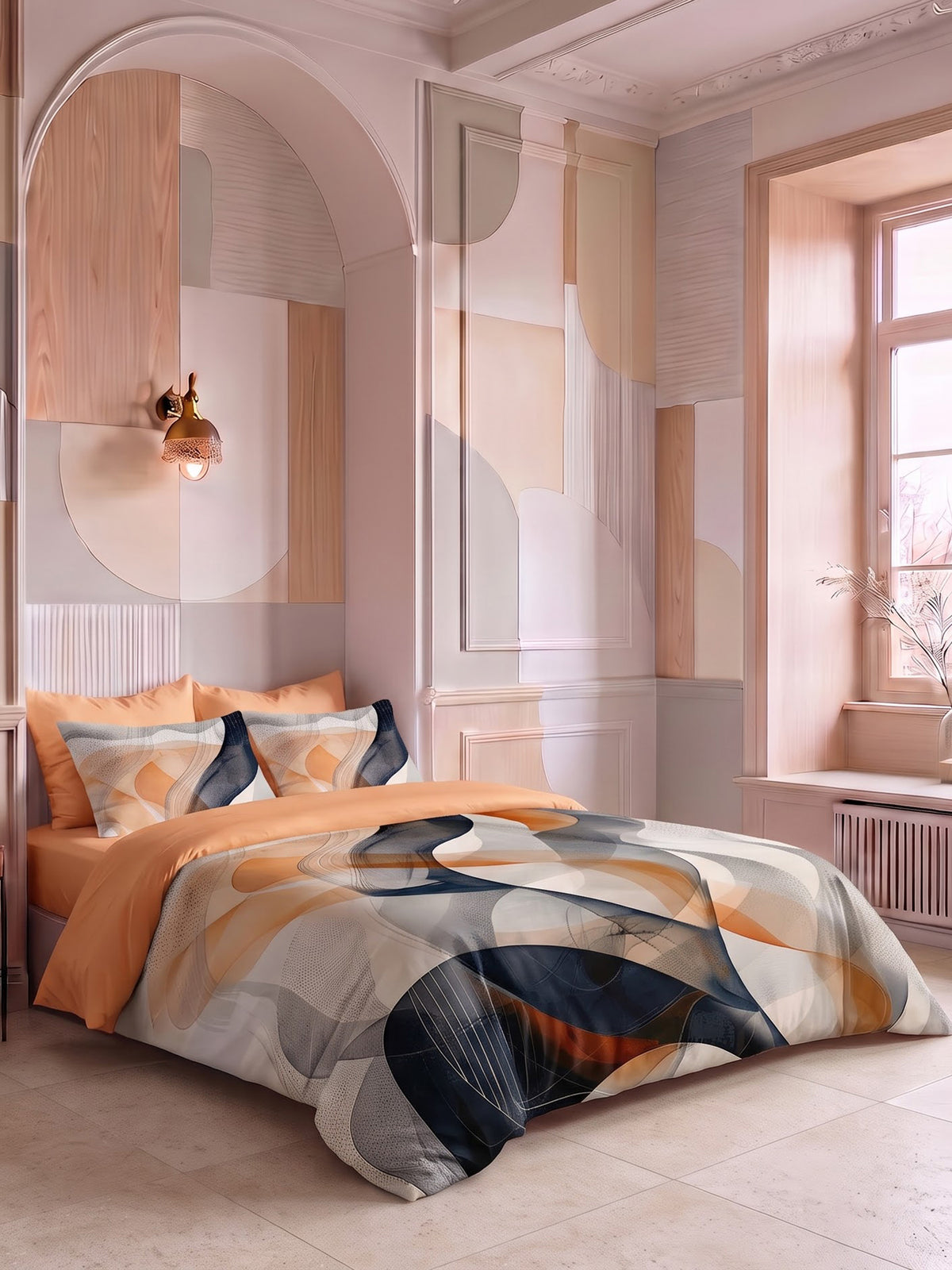 LABHAM Abstract 200TC Natura Soft Bedsheet Set With 2 Matching Pillow Covers - King Size