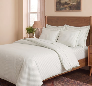 LABHAM Hemline 500TC 100% Cotton Printed King Size Bedsheet Set with 2 Matching Pillow Covers - King Size (Pista Pinstripe )