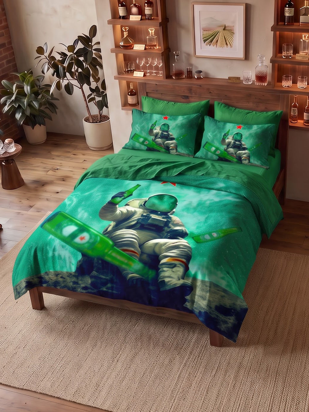 LABHAM After Hours 200TC NaturaSoft bedsheet in Bedsheet Set With 2 Matching Pillow Covers - King Size, styled on a king bed