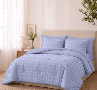 SERENITY 300GSM Multi Needle Motif Embroidered Quilt Bed Cover Set with 2 Pillow Covers – King Size