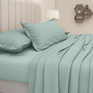 600TC Luxury King Size Pure Cotton Solid Bedsheet Set (Arctic)