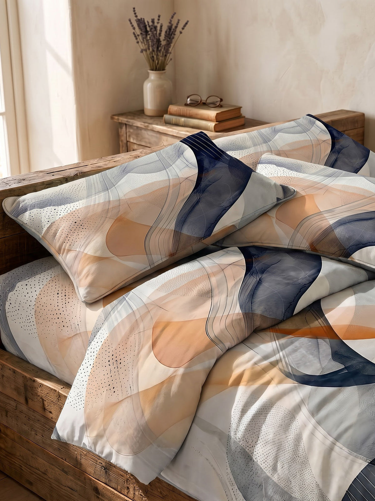 LABHAM Abstract 200TC Natura Soft Bedsheet Set With 2 Matching Pillow Covers - King Size