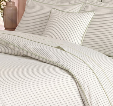 LABHAM Hemline 500TC 100% Cotton Printed King Size Bedsheet Set with 2 Matching Pillow Covers - King Size (Pista Pinstripe )
