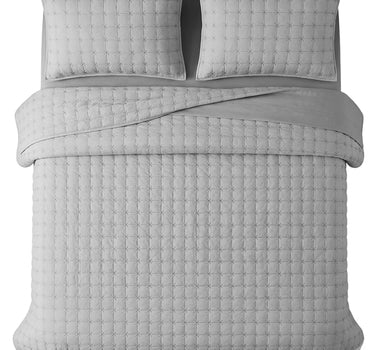 SOLACE 300GSM Cross Stitch Embroidered Quilt Bed Cover Set with 2 Pillow Covers – King Size
