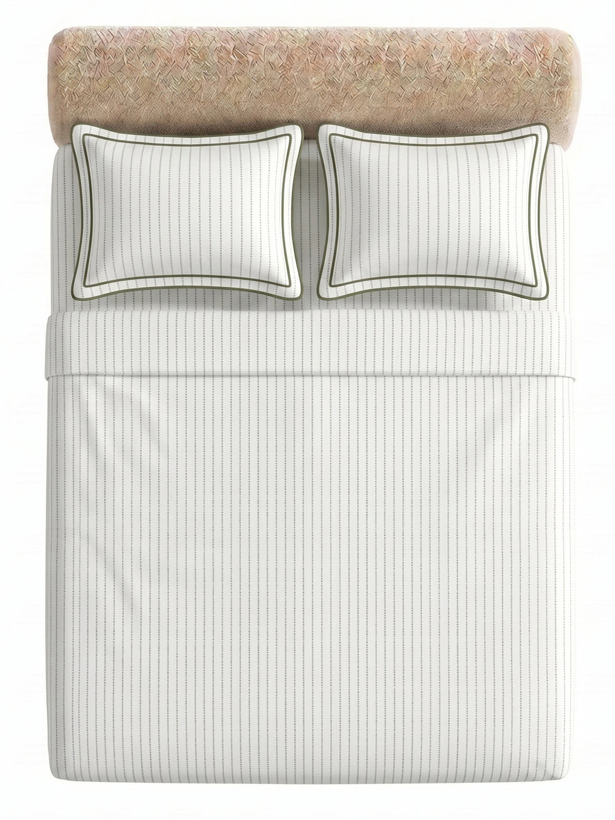 LABHAM Hemline 500TC 100% Cotton Printed King Size Bedsheet Set with 2 Matching Pillow Covers - King Size (Pista Pinstripe )
