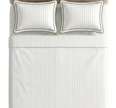 LABHAM Hemline 500TC 100% Cotton Printed King Size Bedsheet Set with 2 Matching Pillow Covers - King Size (Pista Pinstripe )