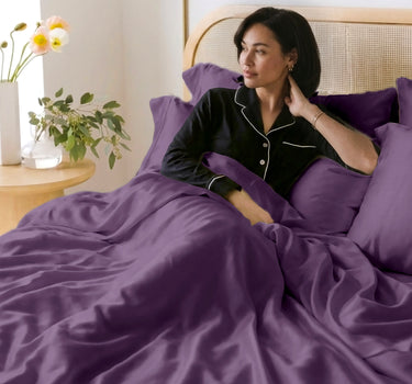 LABHAM 400TC 100% Bamboo King Size Bedsheet Set wit 2 Matching Pillow Covers - Cooling, Ultra Soft & Breathable - Purple