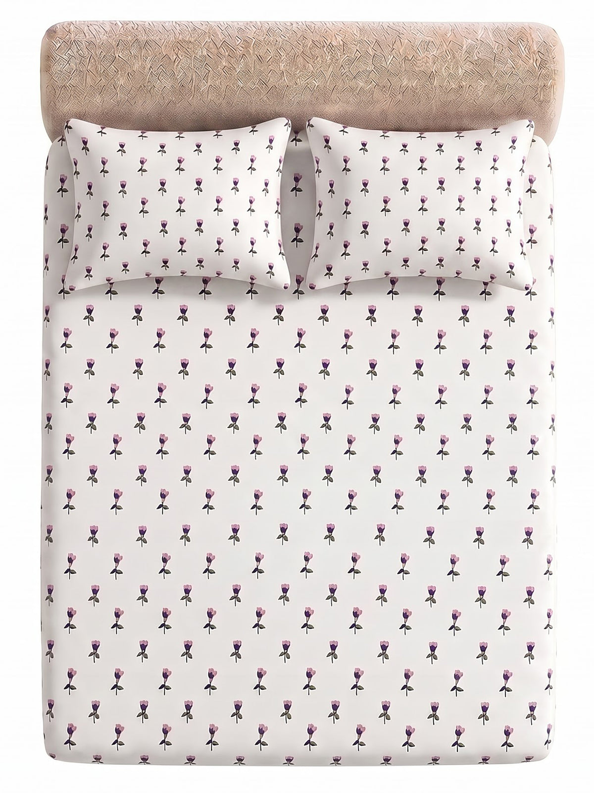 LABHAM Hemline 500TC 100% Cotton Printed King Size Bedsheet Set with 2 Matching Pillow Covers - King Size