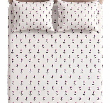 LABHAM Hemline 500TC 100% Cotton Printed King Size Bedsheet Set with 2 Matching Pillow Covers - King Size