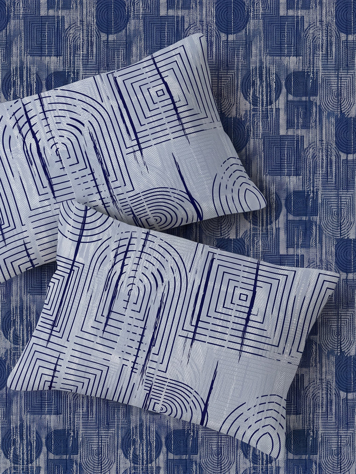 LABHAM Indigo 200TC Natura Soft Bedsheet Set With 2 Matching Pillow Covers - King Size
