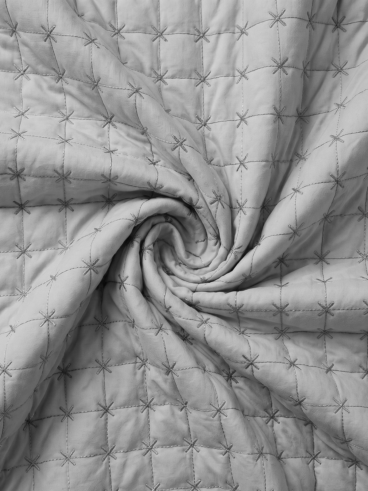 SOLACE 300GSM Cross Stitch Embroidered Quilt Bed Cover Set with 2 Pillow Covers – King Size