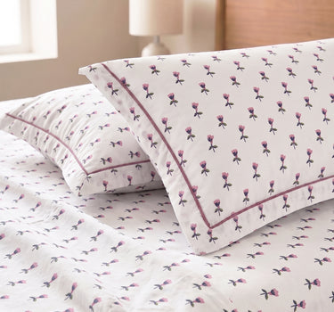 LABHAM Hemline 500TC 100% Cotton Printed King Size Bedsheet Set with 2 Matching Pillow Covers - King Size