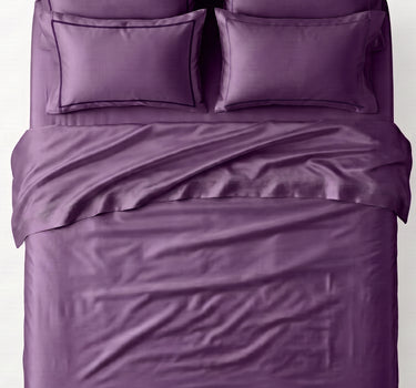 LABHAM 400TC 100% Bamboo King Size Bedsheet Set wit 2 Matching Pillow Covers - Cooling, Ultra Soft & Breathable - Purple