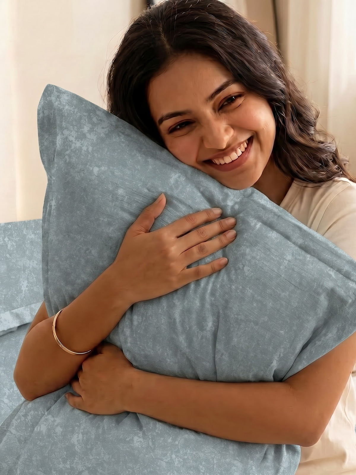 LABHAM Acid Wash 200TC Natura Soft Bedsheet Set With 2 Matching Pillow Covers - King Size