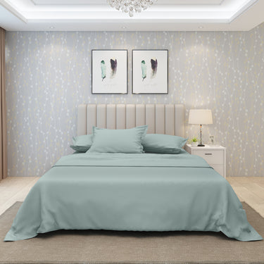 600TC Luxury 100% Pure Cotton Solid Bedsheet Set (Summer Green)