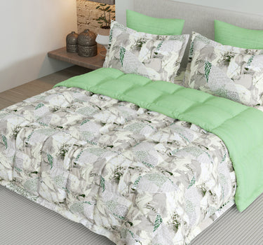 LABHAM - Daylight AC Comforter Bedding Set with Double bedsheet and 2 Pillow Covers - Queen Size (Summer Green)