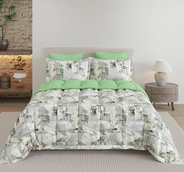 LABHAM - Daylight AC Comforter Bedding Set with Double bedsheet and 2 Pillow Covers - Queen Size (Summer Green)