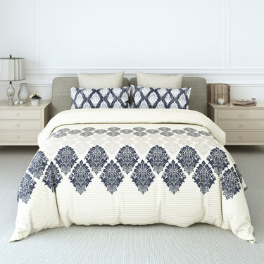 Checks and Stripe - 180TC 100% Pure Combed Cotton Bedsheet Set