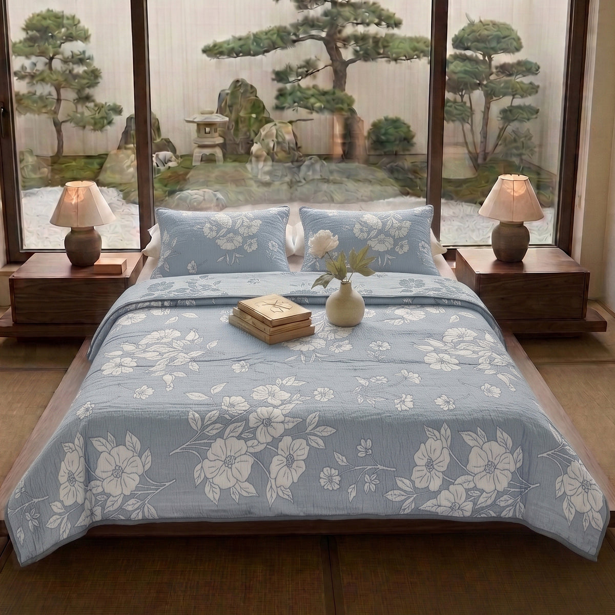 Egyptian Cotton King Bedcover With 2 Pillow Covers And Multipurpose Bag