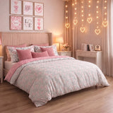 Coral Multi Heart Doodle Print