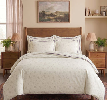 LABHAM Hemline 500TC 100% Cotton Printed King Size Bedsheet Set with 2 Matching Pillow Covers - King Size ( Mauve Meadow )