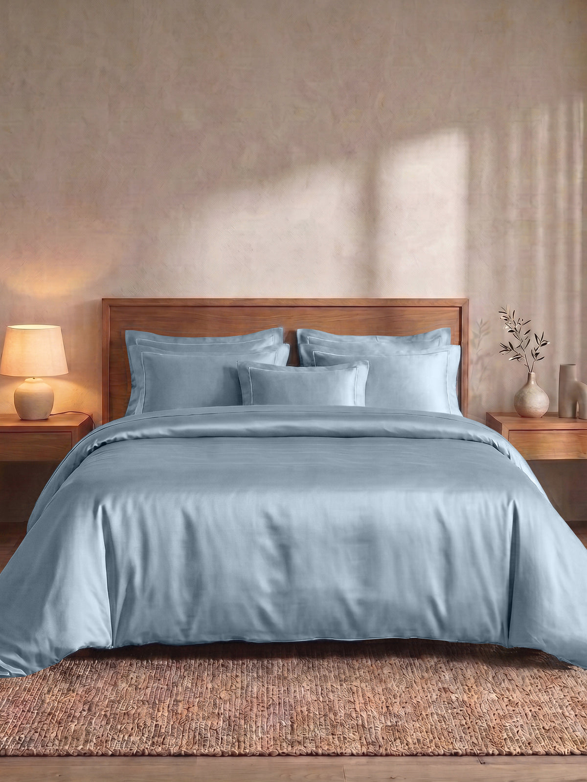 LABHAM 400TC 100% Bamboo King Size Bedsheet Set wit 2 Matching Pillow Covers - Cooling, Ultra Soft & Breathable - Blue