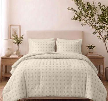 SERENITY 300GSM Multi Needle Motif Embroidered Quilt Bed Cover Set with 2 Pillow Covers – King Size