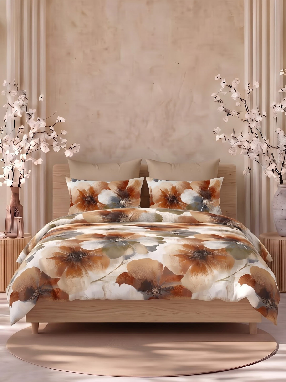 LABHAM Flora Fauna 200TC Natura Soft Bedsheet Set With 2 Matching Pillow Covers - King Size