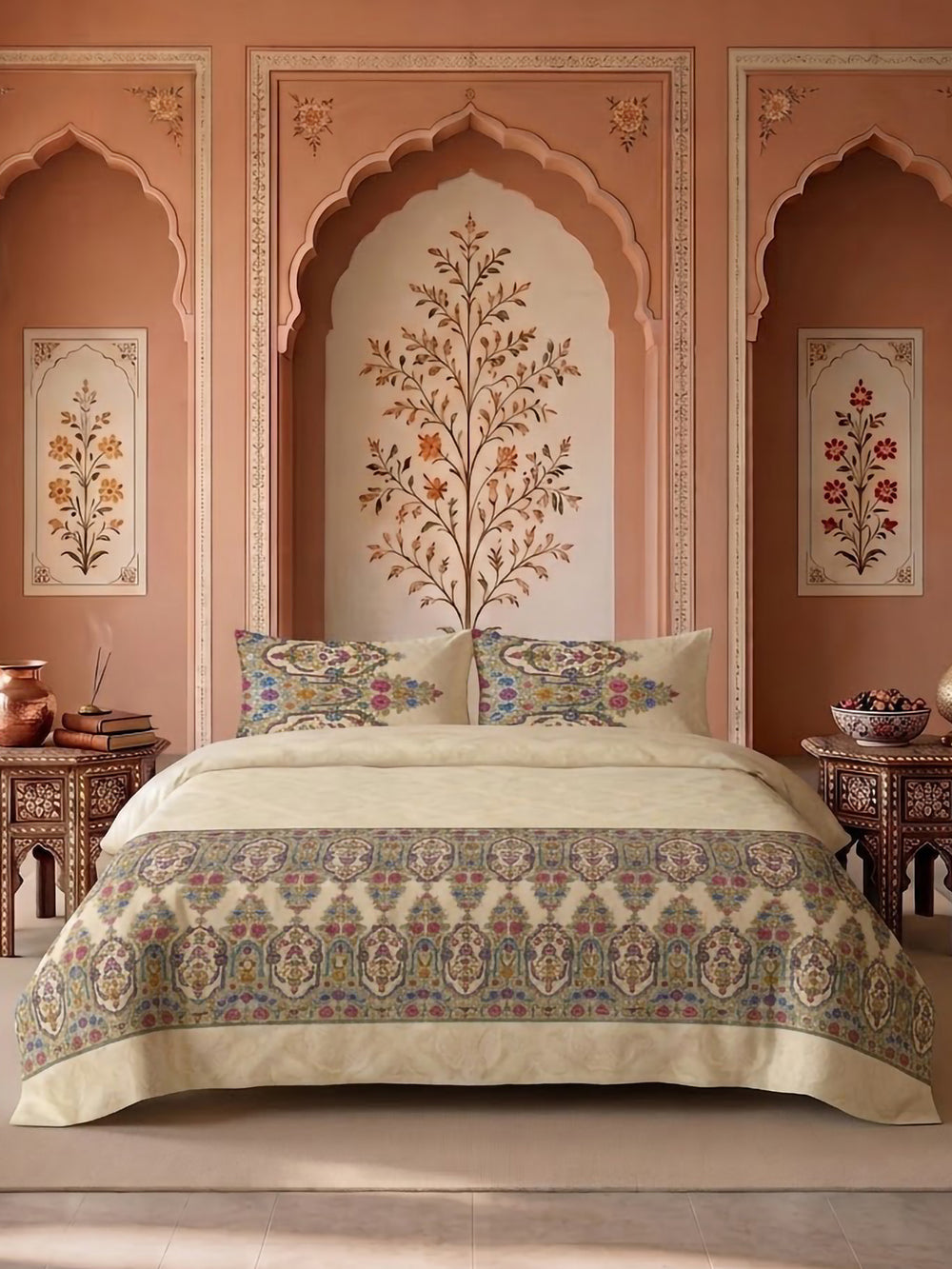 LABHAM Heritage 200TC NaturaSoft bedsheet in Bedsheet Set With 2 Matching Pillow Covers - King Size, styled on a king bed
