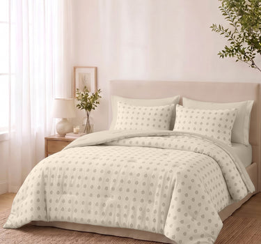 SERENITY 300GSM Multi Needle Motif Embroidered Quilt Bed Cover Set with 2 Pillow Covers – King Size