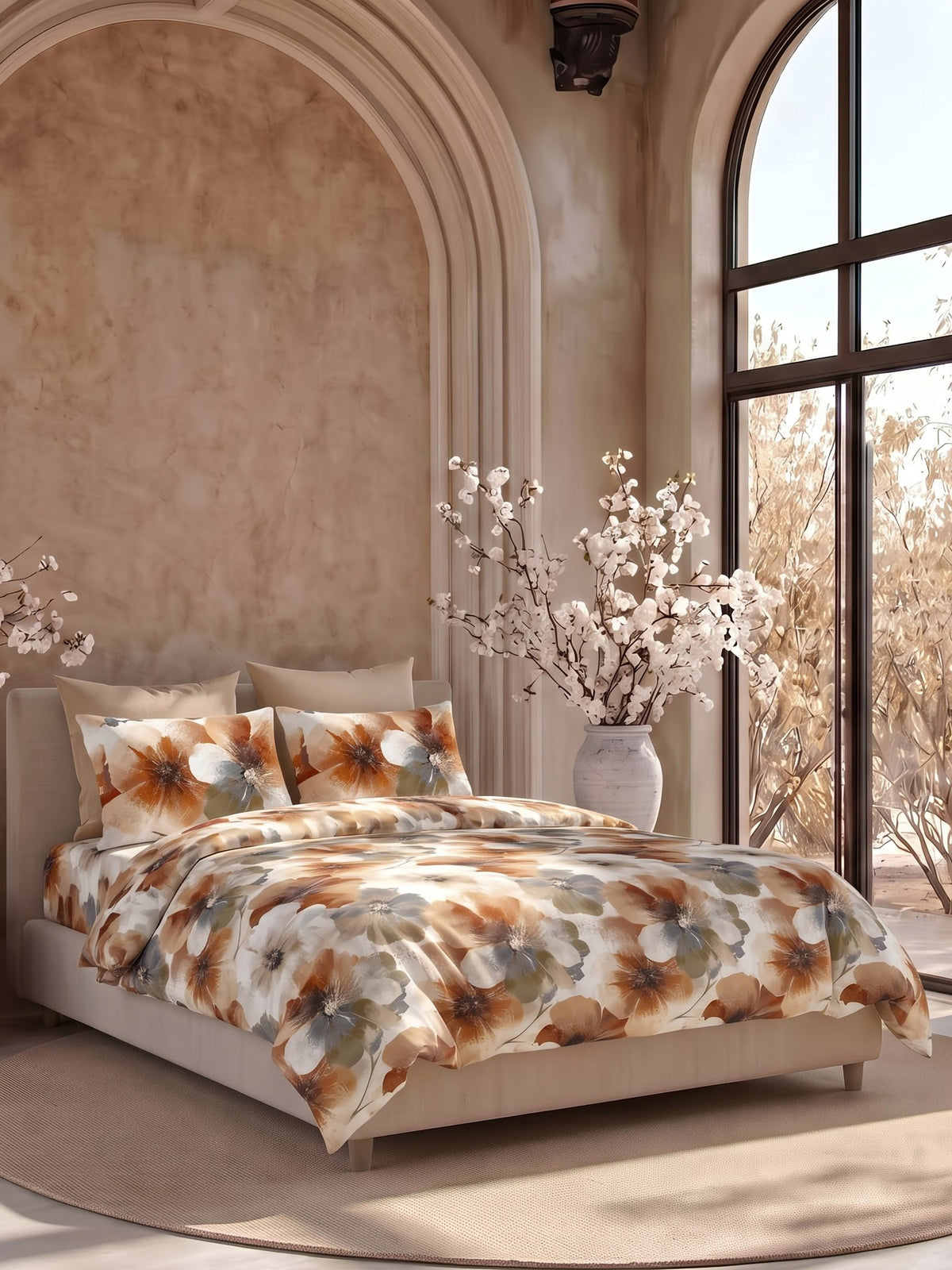 LABHAM Flora Fauna 200TC Natura Soft Bedsheet Set With 2 Matching Pillow Covers - King Size