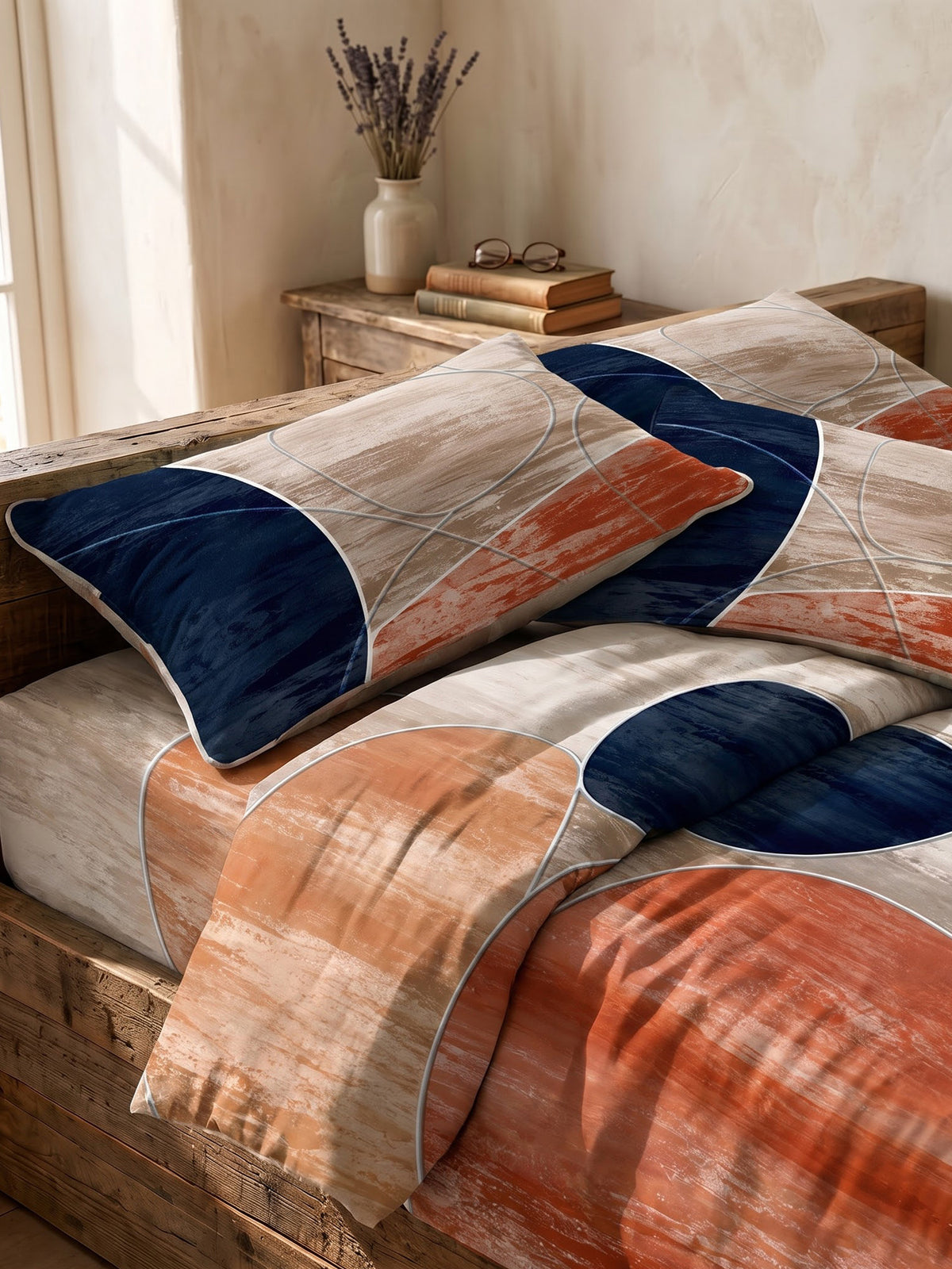 LABHAM Abstract 200TC Natura Soft Bedsheet Set With 2 Matching Pillow Covers - King Size