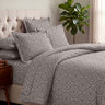 LABHAM Kadambari 300TC cotton king bedsheet in taupe — Moroccan ogee damask percale (view 1)