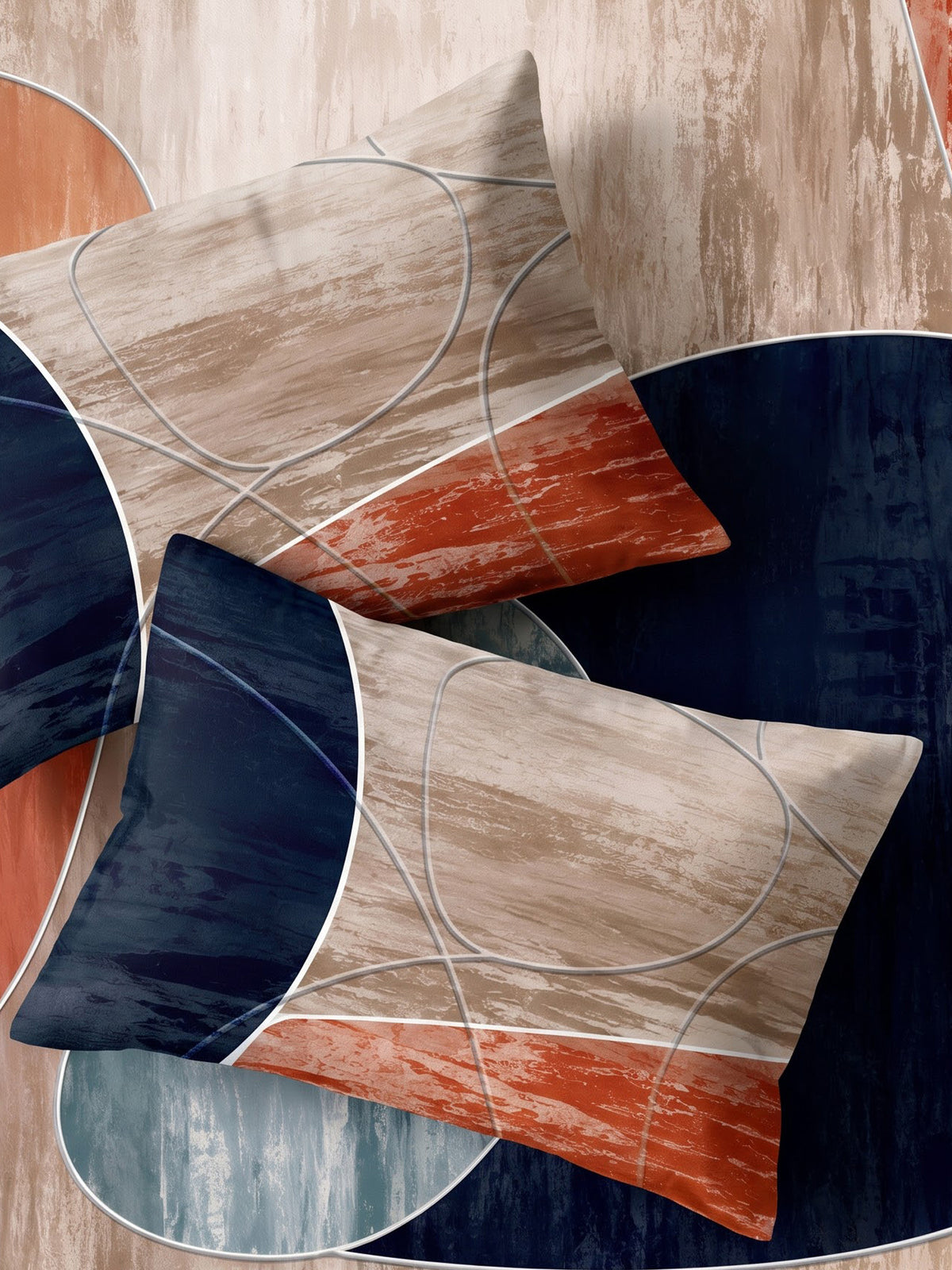 LABHAM Abstract 200TC Natura Soft Bedsheet Set With 2 Matching Pillow Covers - King Size