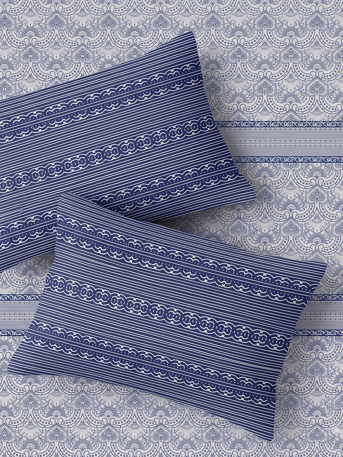 LABHAM Indigo 200TC Natura Soft Bedsheet Set With 2 Matching Pillow Covers - King Size